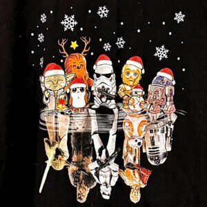 Canvas Star Wars Festive Holiday Shirt Black Colorful T-shirt Christmas Gift  2X